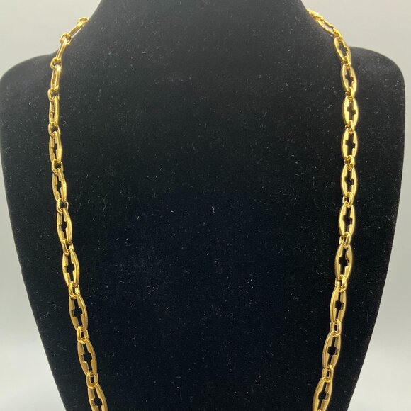 Real 18K Gold Plated over Stainless Steel Oval Link Hollow Cross VARIOUS Lengths - Picture 3 of 5